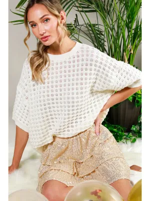Vine &amp; Love Crochet Sweater Top- Cream