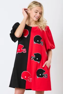 PEACH LOVE Red/Black Helmet Dress