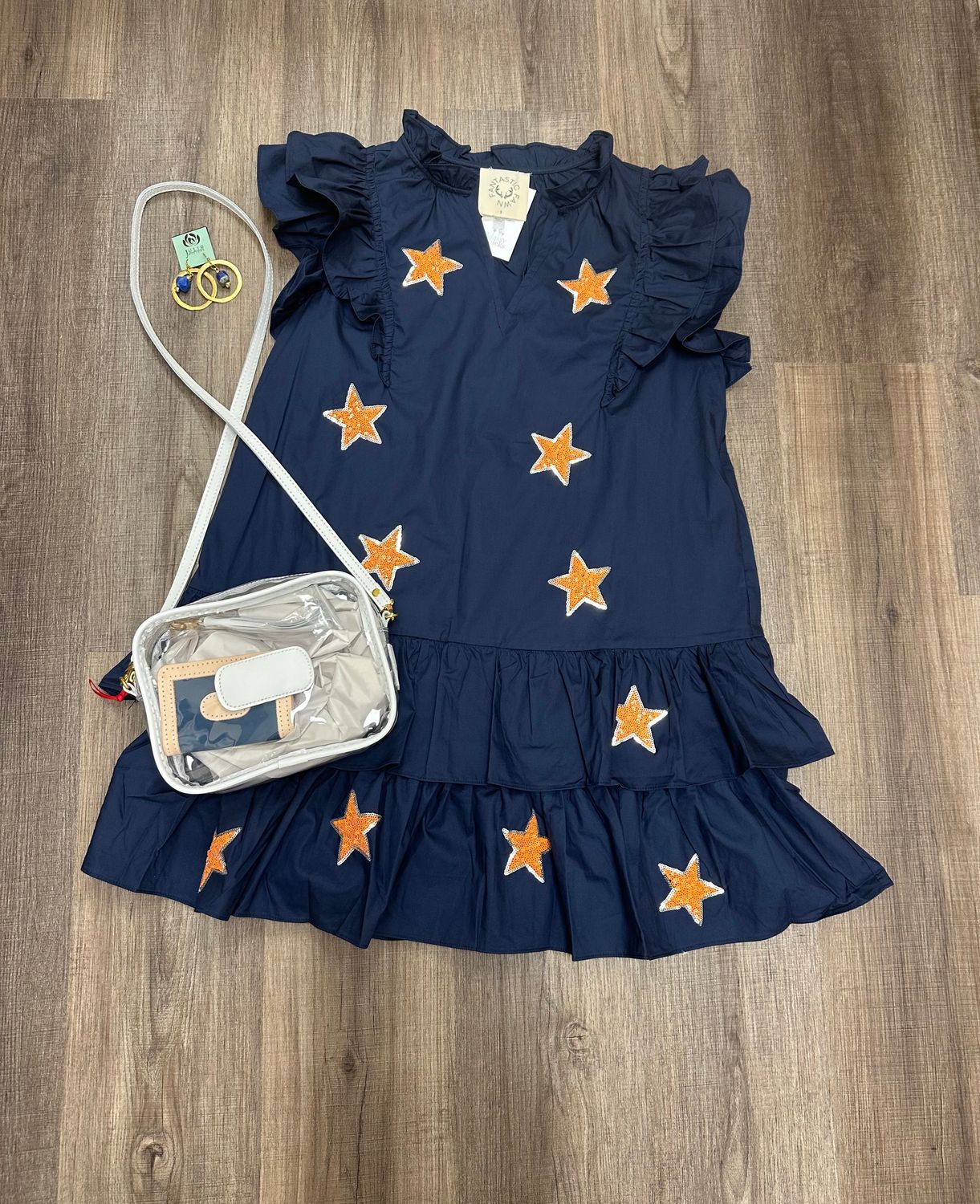 FF Game Day Sequin Star Mini Dress Blue/Orange