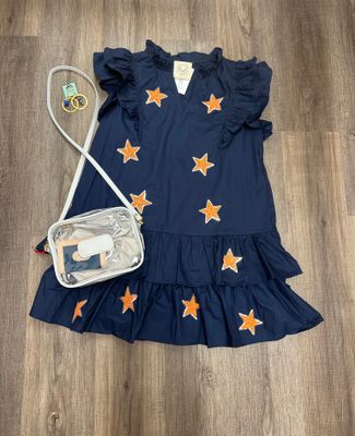 FF Game Day Sequin Star Mini Dress Blue/Orange