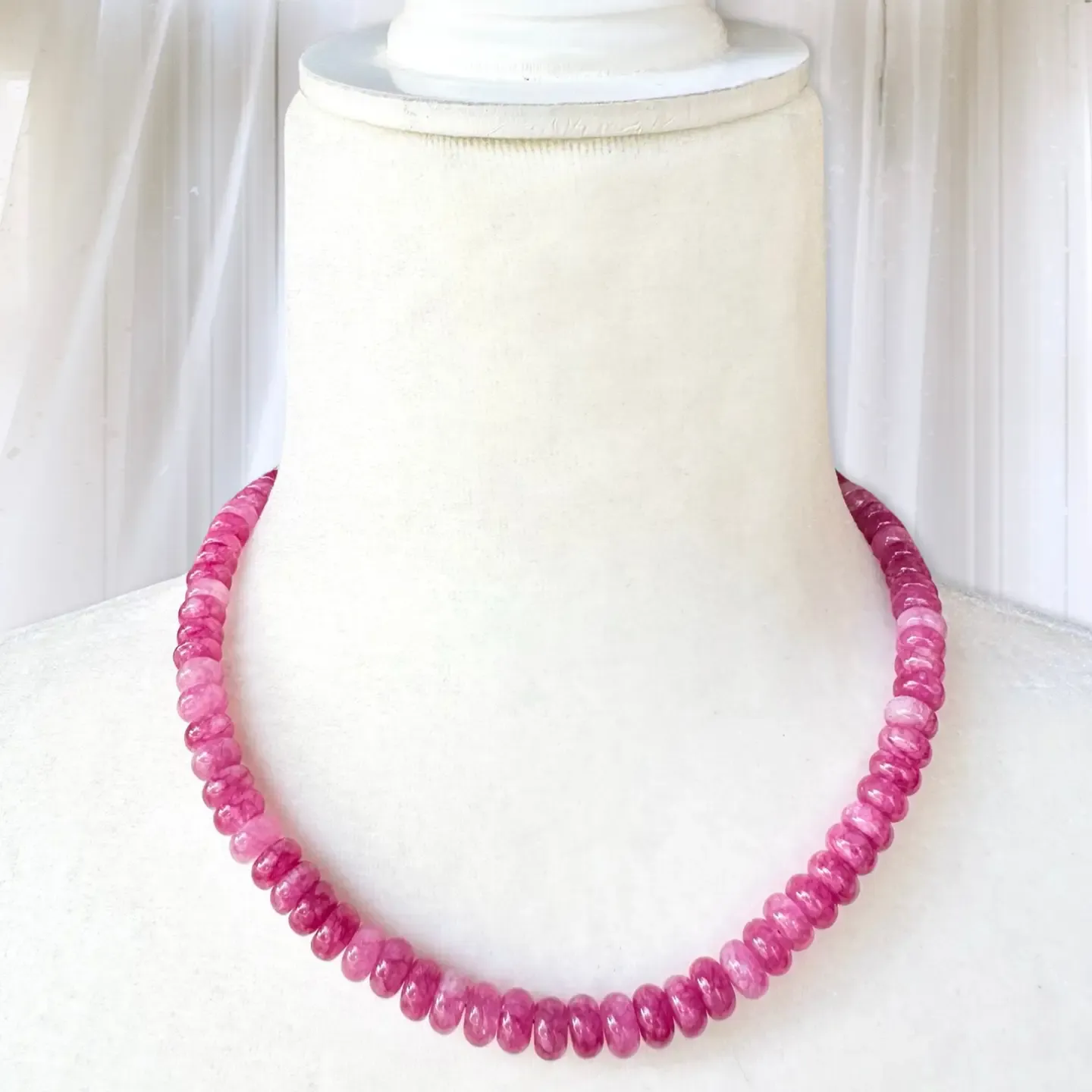TRACI&#39;S Blushing Pink Jade Gemstone Necklace