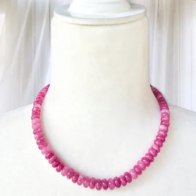 TRACI&#39;S Blushing Pink Jade Gemstone Necklace