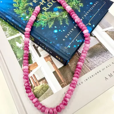 TRACI'S Blushing Pink Jade Gemstone Necklace