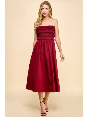 TCEC Strapless Crimson Ruffle Dress