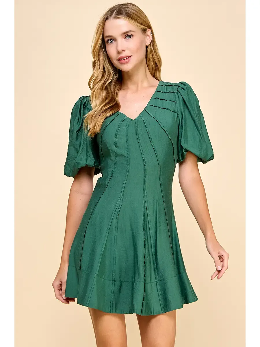 TCEC Hunter Green Deco Seams Dress