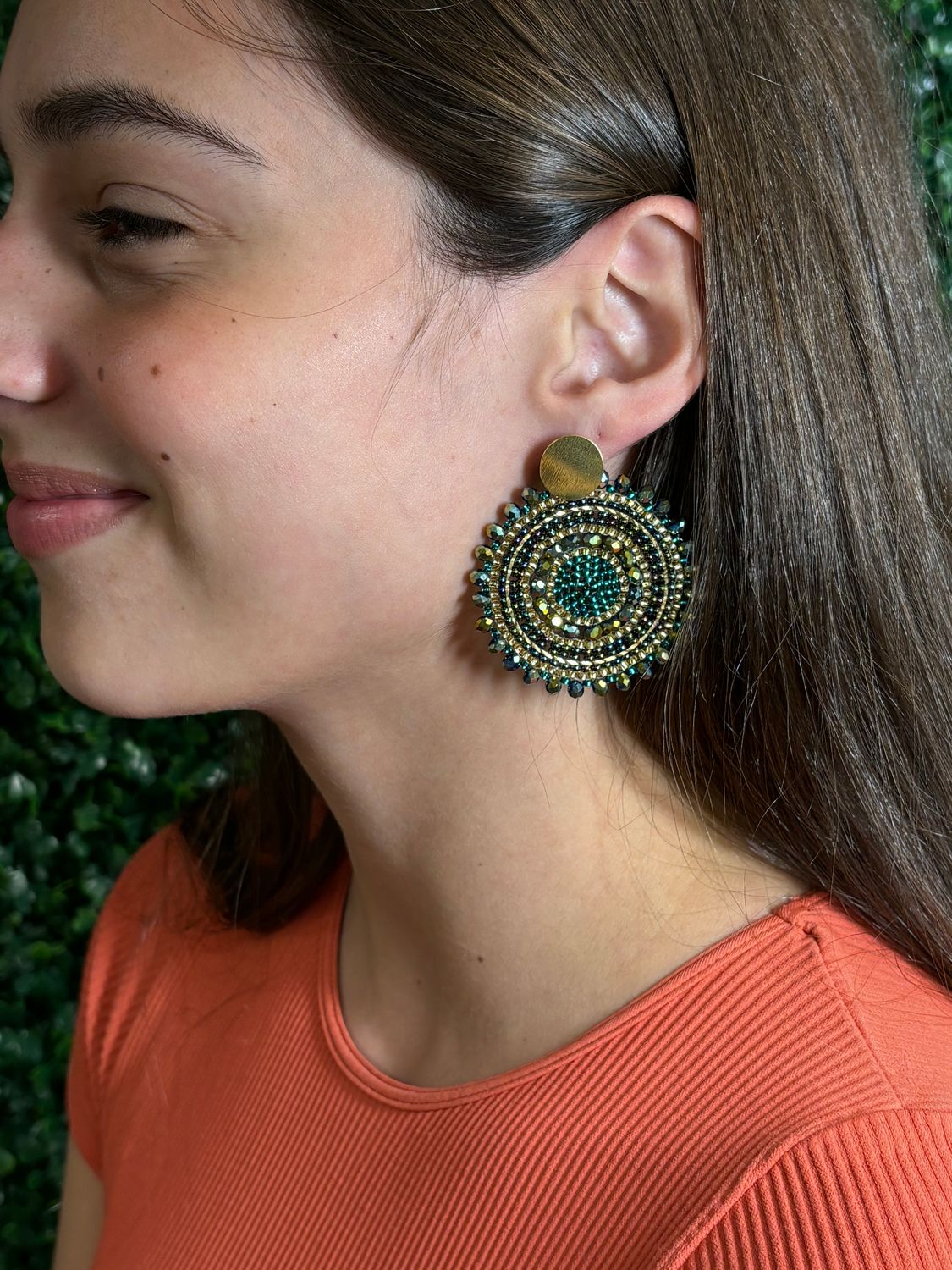 PRIA Maxi Kelly Green Iridescent Earrings