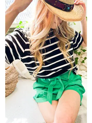 Vine&amp;Love Black Lucy Cotton Striped Tee
