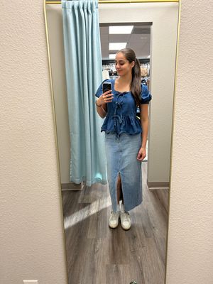 Entro Danbury Denim Peplum Top