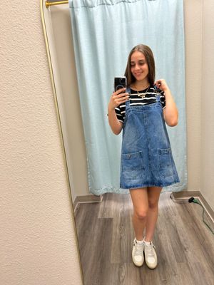 Ellie Dark Denim Overall Dress