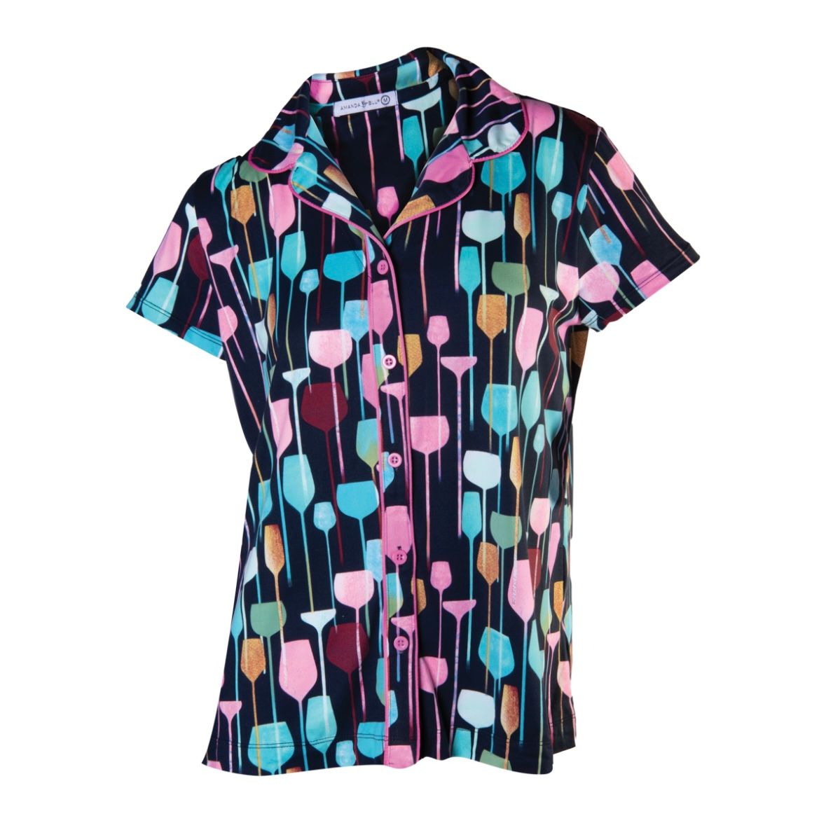 AmandaBlu Collar Top- Wine Glasses
