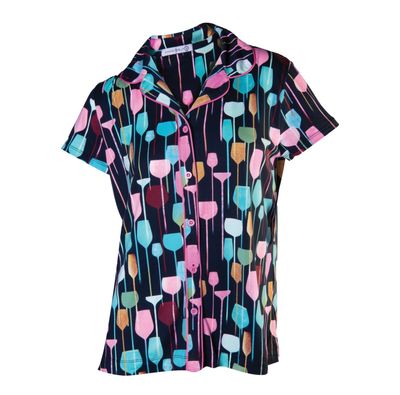 AmandaBlu Collar Top- Wine Glasses