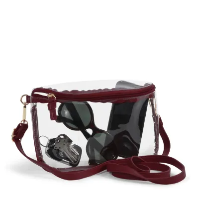 Lexi Maroon Clear Purse