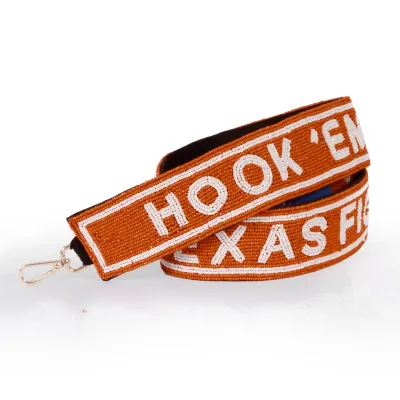 TEXAS FIGHT/HOOK &#39;EM Beaded Strap