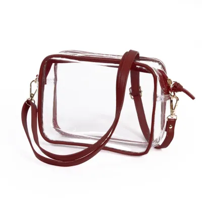 Bridget Maroon Clear Purse
