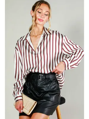 Vine &amp; Love Haven Striped Satin Shirt