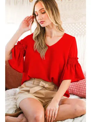Vine &amp; Love Alex Red Short Sleeve Blouse