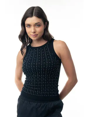 White Birch Black Beaded Tank