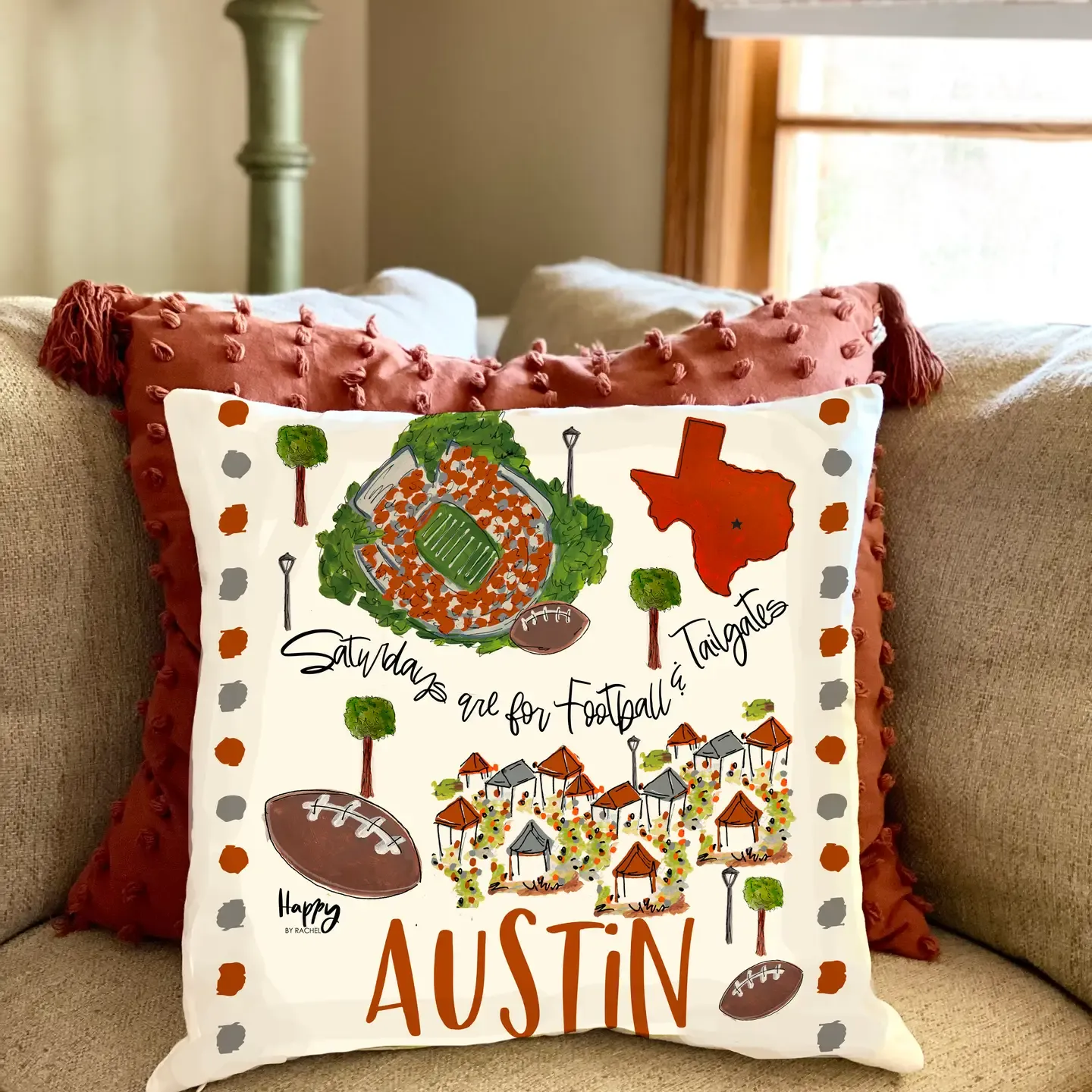 Happy By Rachel Austin Pillow