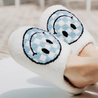 Katydid Check Happy Face Slippers
