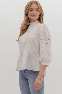 Entro Mia Eyelet Sleeve Top