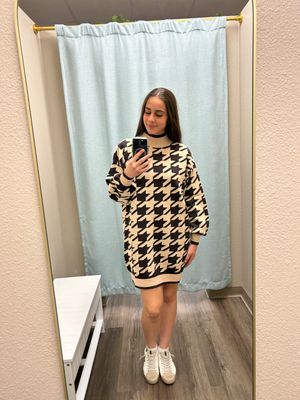 Blu Pepper Houndstooth Sweater Dress