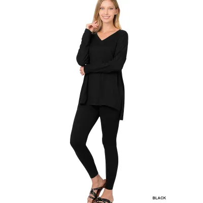 Zenana Black Microfiber Loungewear Set