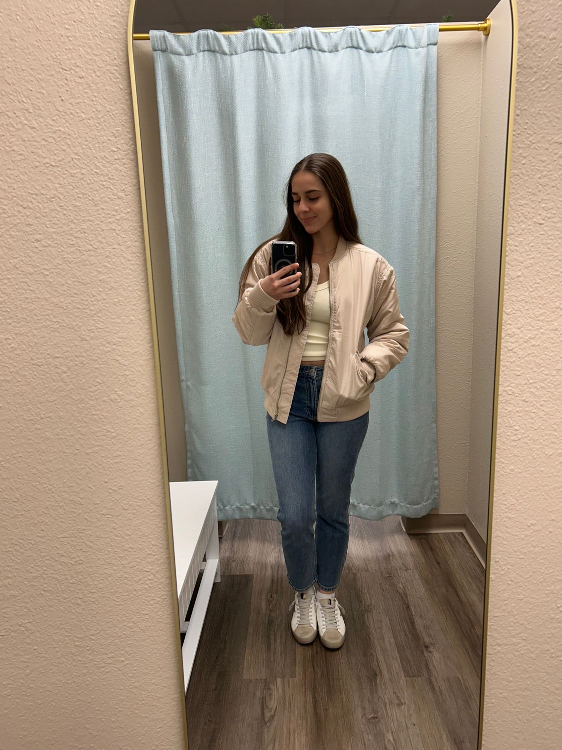 Blu Pepper Cream Bomber Jacket