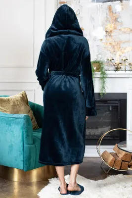 Cozy Hooded Beauty Robe Blue
