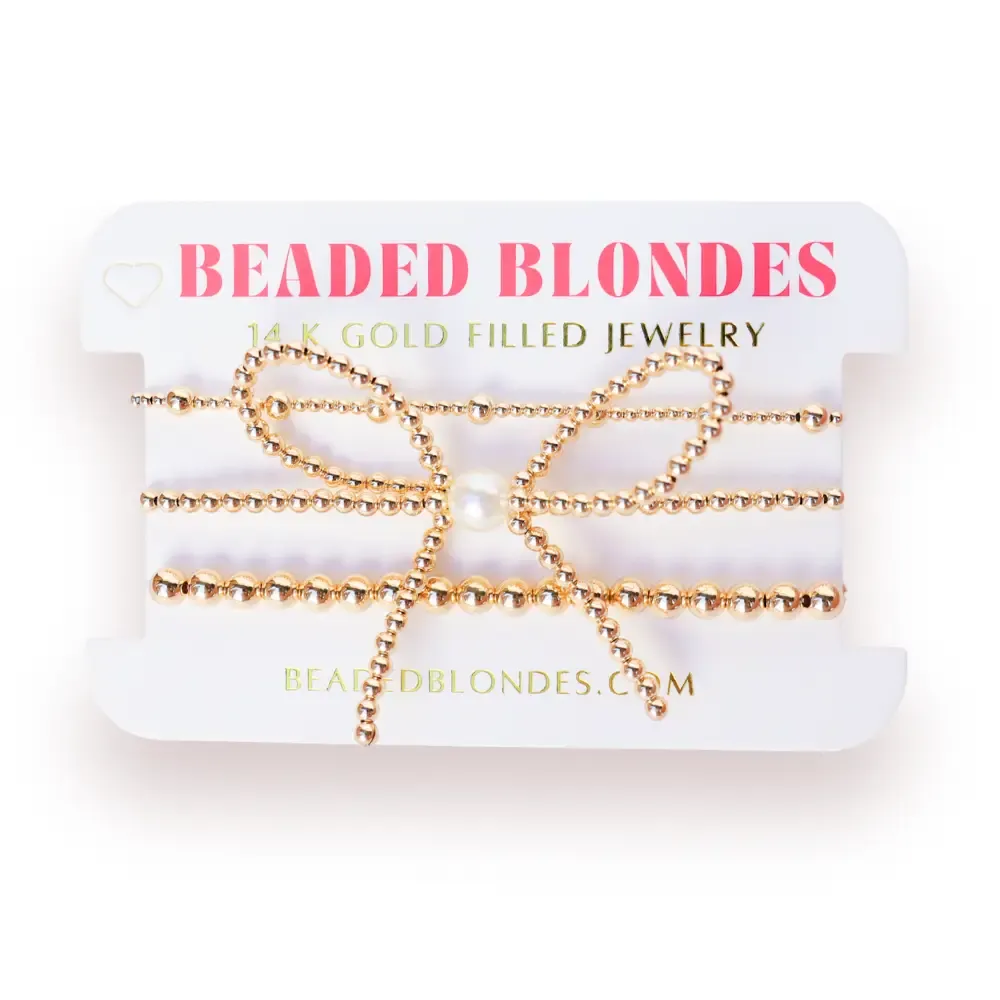 BB June + Bow + 5MM Gold Stack 