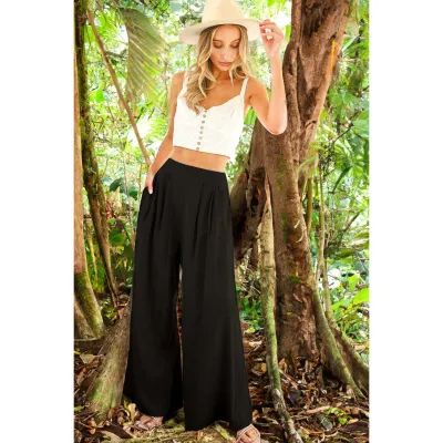 Black Dalia Smocked Waistband Pants