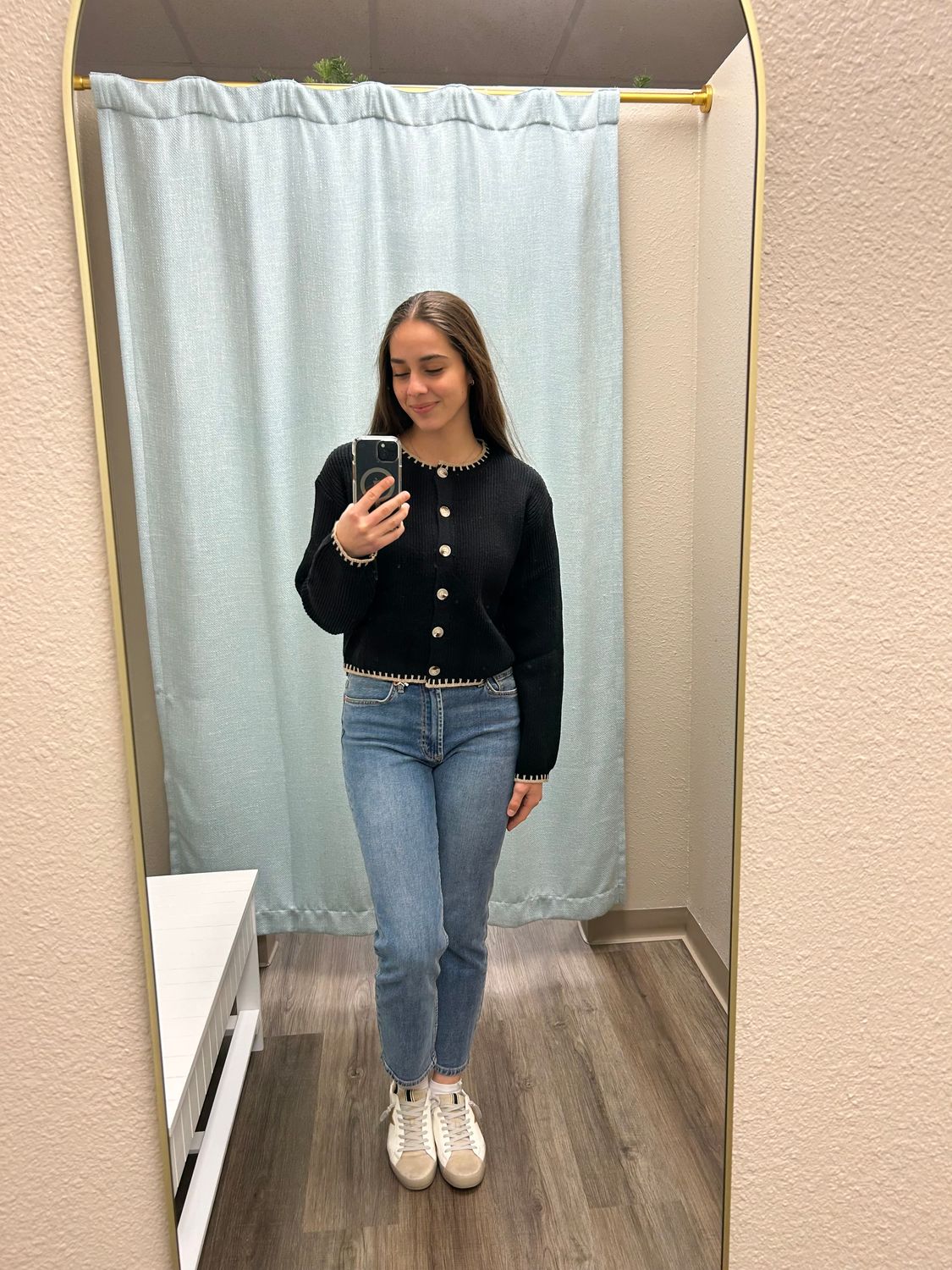 Shirley Black Taupe Knit Button Sweater