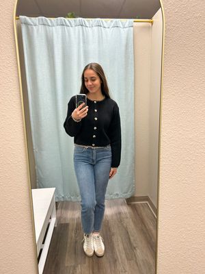 Shirley Black Taupe Knit Button Sweater