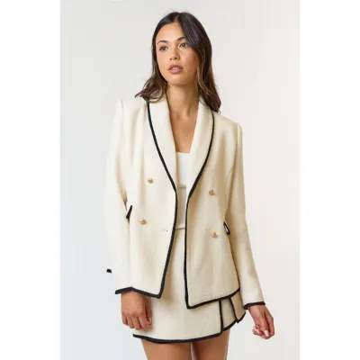 Lalavon Cream Double Button Blazer