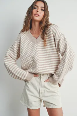 Checkered and Striped Sweater