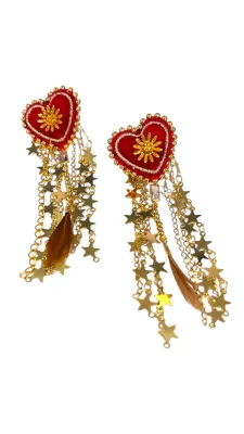 PRIA Corazoncito Dangling Stars Red Earrings