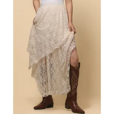 Beige Lace Slip Skirt