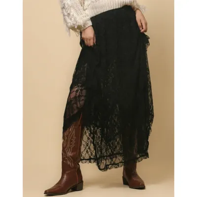 Black Lace Slip Skirt
