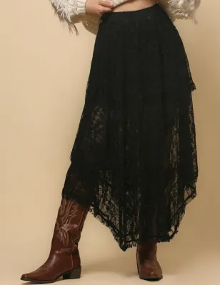 Black Lace Slip Skirt