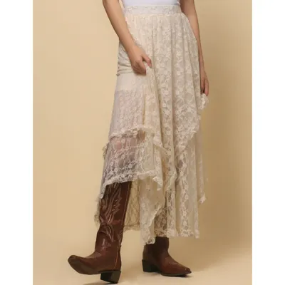 Beige Lace Slip Skirt