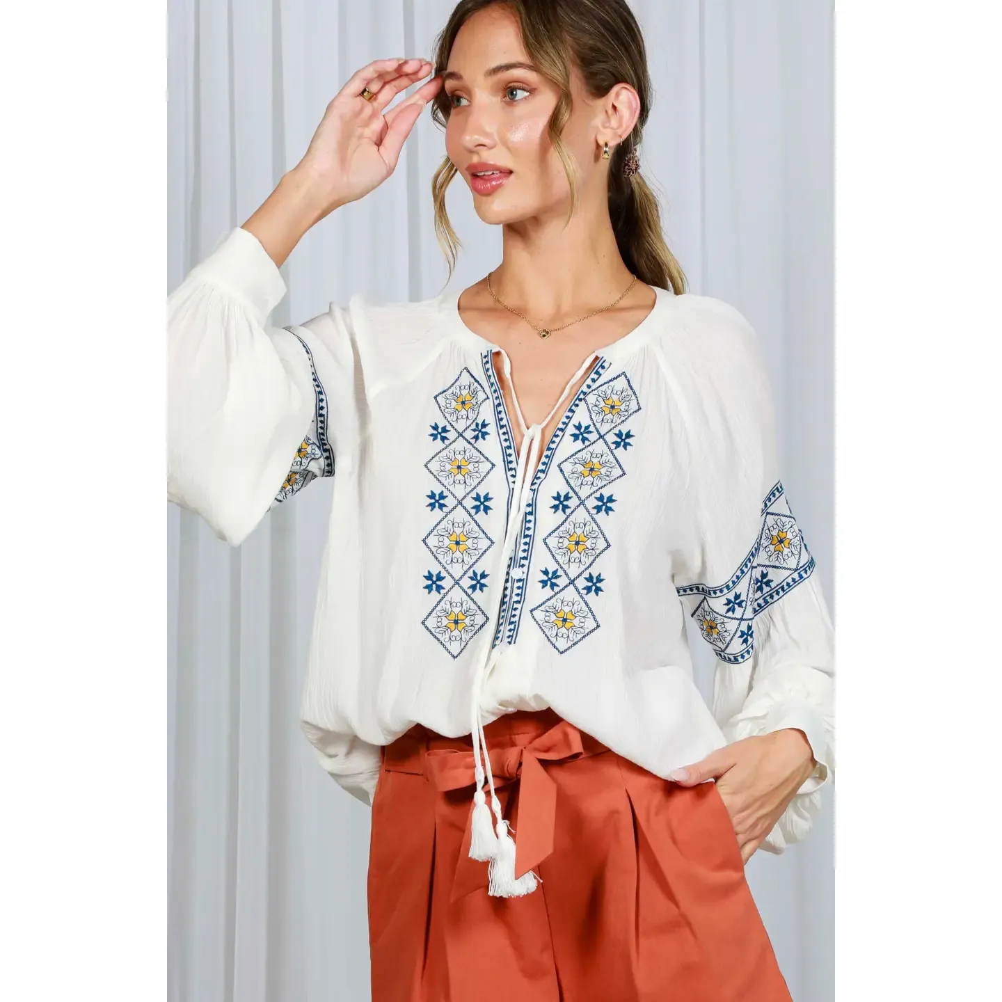 Vine &amp; Love Steph Embroidered Bohemian Top