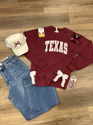 Maroon Texas Bow Sweatshirt