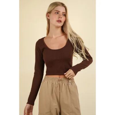 Chocolate Harlow Rib Crop Top