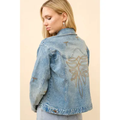 Blue B Boots Denim Trucker Jacket