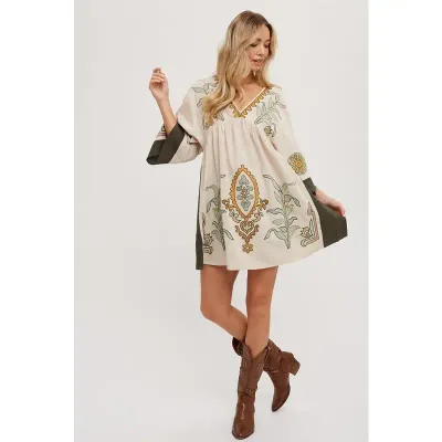 S.USA Sage Embroidered Dress