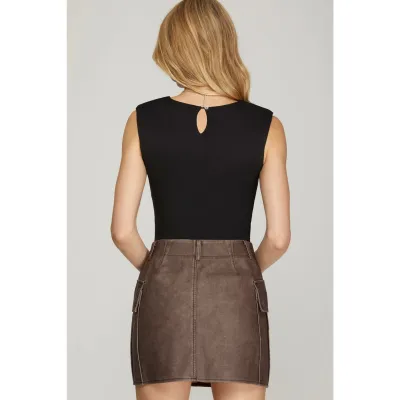 S.USA Kim Faux Leather Cargo Skirt