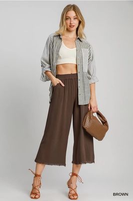 Milly Ankle Length Flowy Pants- Brown 