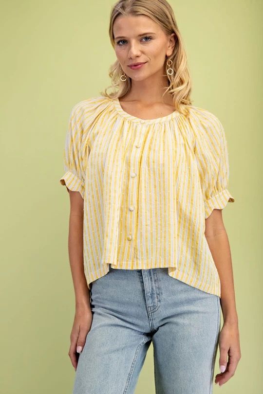 Ophelia Navy Swiss Dot Blouse-Sunflower