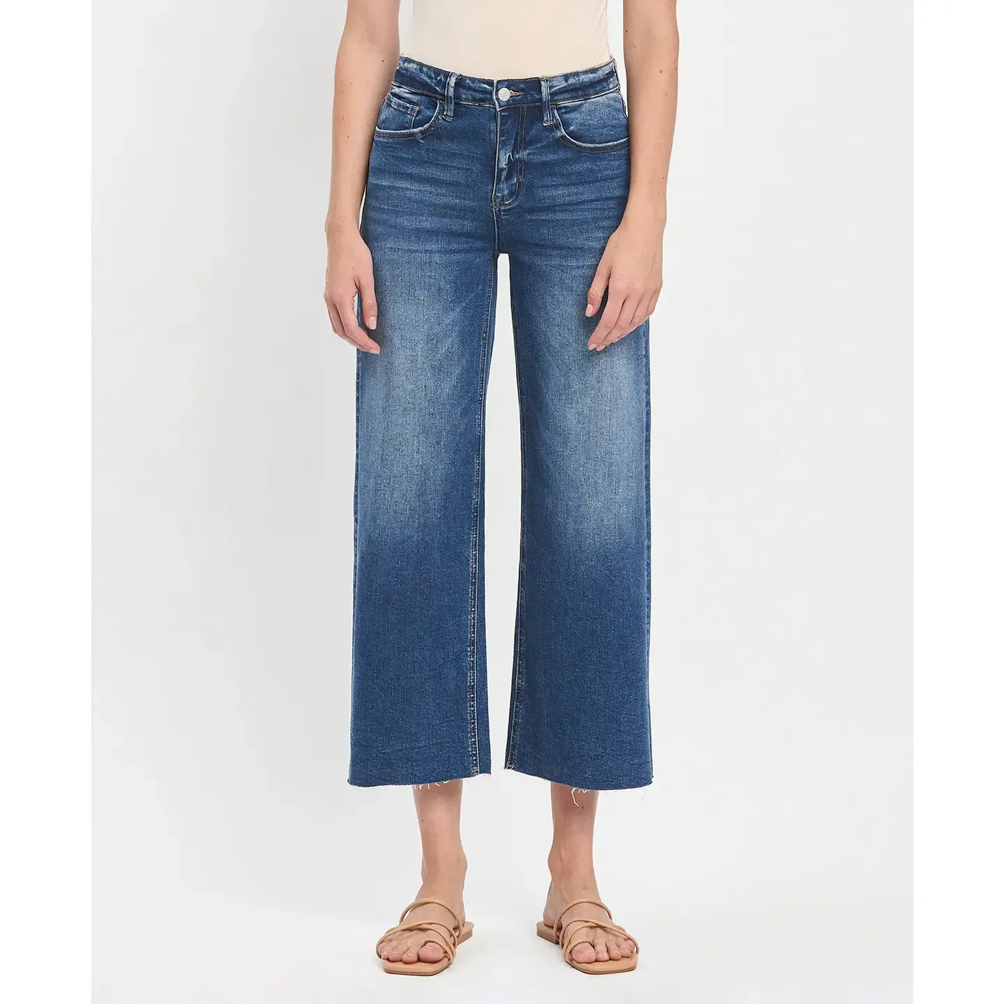 Vervet Olivia Dark Blue Hi Rise Crop Wide Leg 