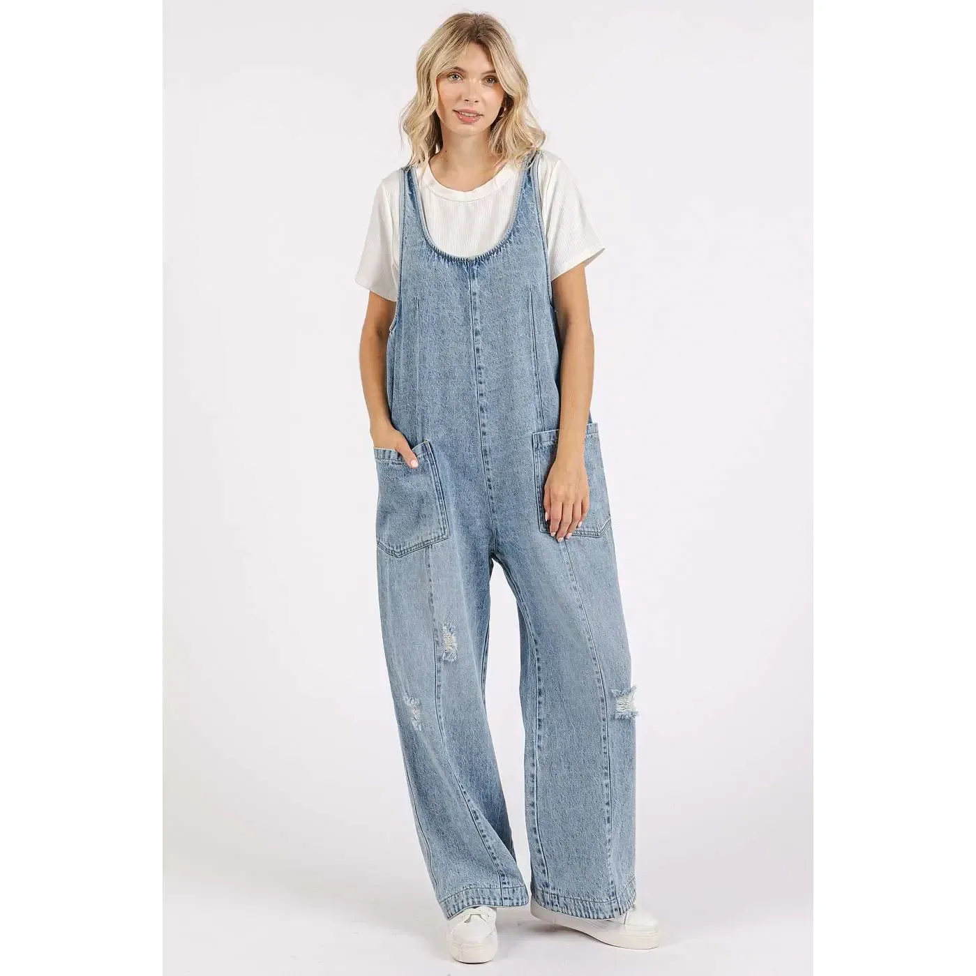 Mittoshop Washed Denim Jumpsuit