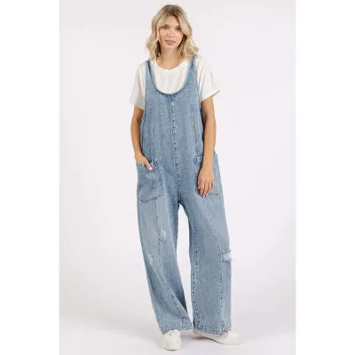 Mittoshop Washed Denim Jumpsuit